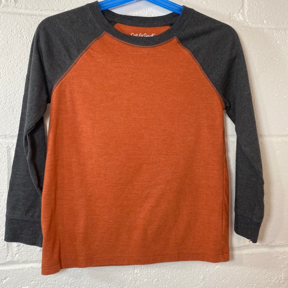 Cat & Jack Orange & Gray Long Sleeve Shirt